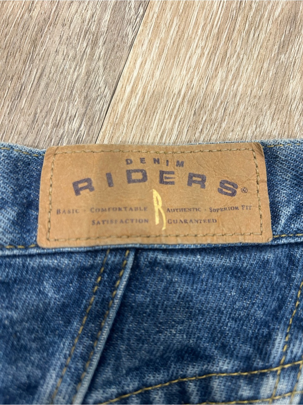 Vintage Riders by Lee Blue Denim Jeans with Tan Patch